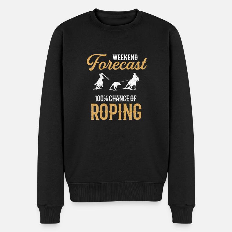 Wochenend-Prognose Roping, Rodeo roping - Männer Premium Bio Pullover - Schwarz