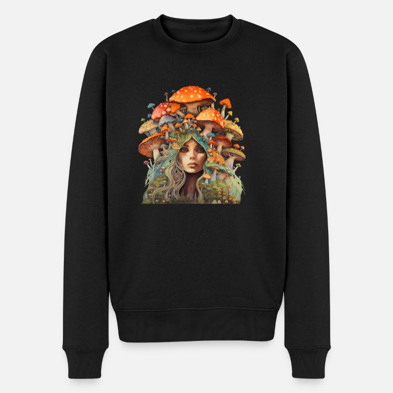 Mutter der Fliegenpilze - Mutter Erde - Männer Premium Bio Pullover - Schwarz