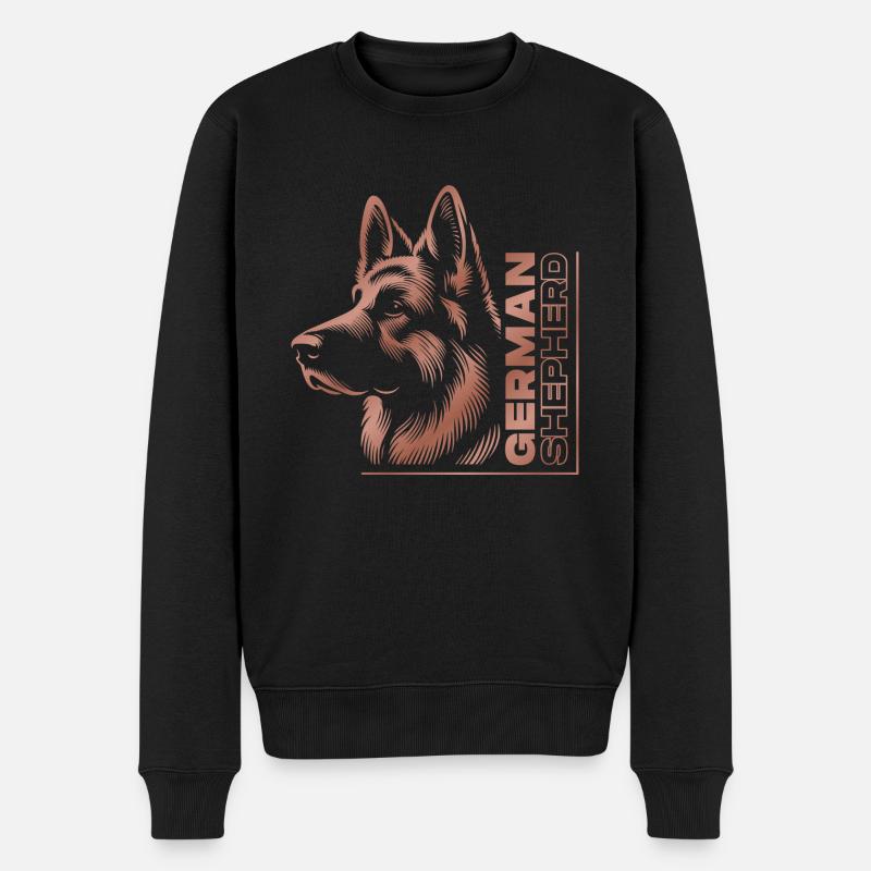 GERMAN SHEPHERD Zeichnung Kopf rosegold - Männer Premium Bio Pullover - Schwarz