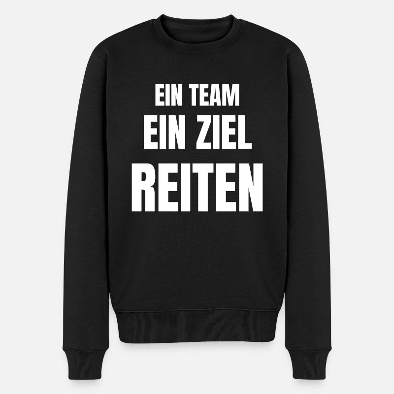 Ein Team, ein Ziel, Reiten. - Männer Premium Bio Pullover - Schwarz
