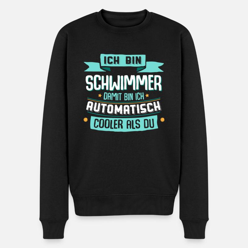 Cooler Schwimmer - Shirt mit lustigem Spruch. - Männer Premium Bio Pullover - Schwarz