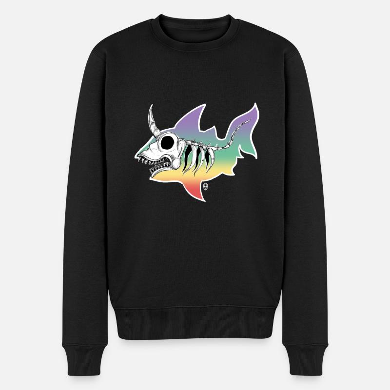 Einhorn-Hai-Skelett - Männer Premium Bio Pullover - Schwarz