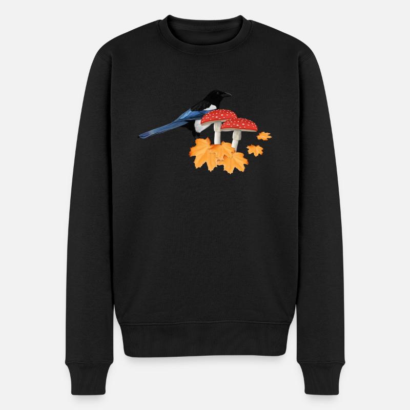 Elster Herbst Vogel Vogelbeobachter Halloween - Männer Premium Bio Pullover - Schwarz