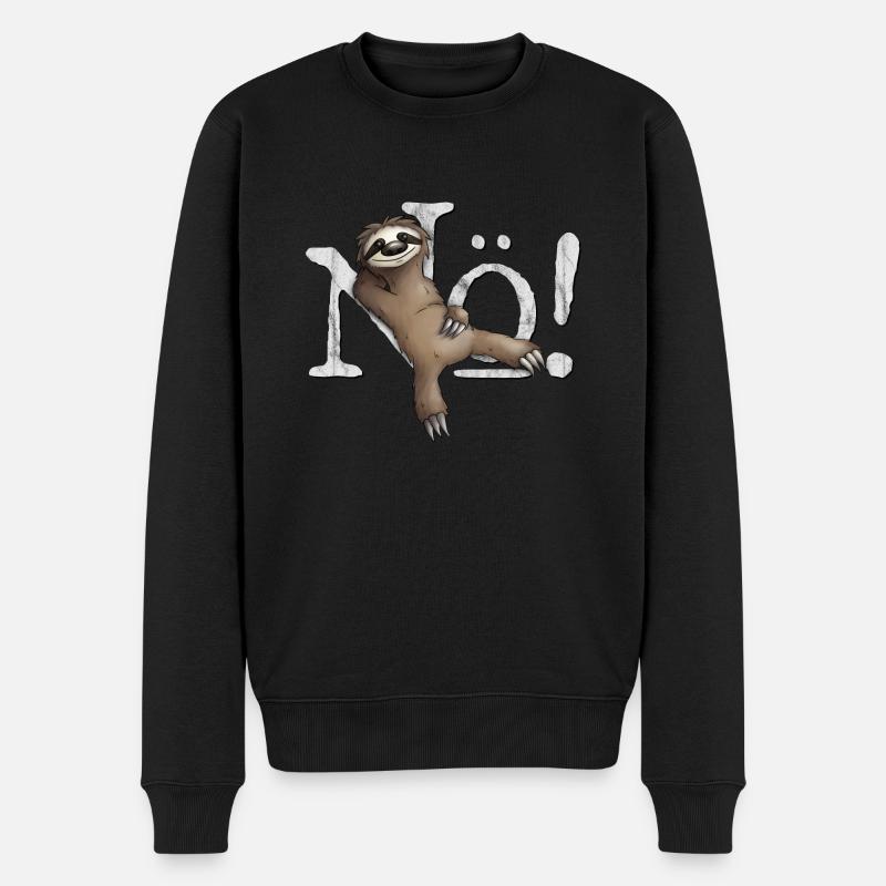 Nö Kein Bock Einfach Nein Nope Faultier Fun - Männer Premium Bio Pullover - Schwarz