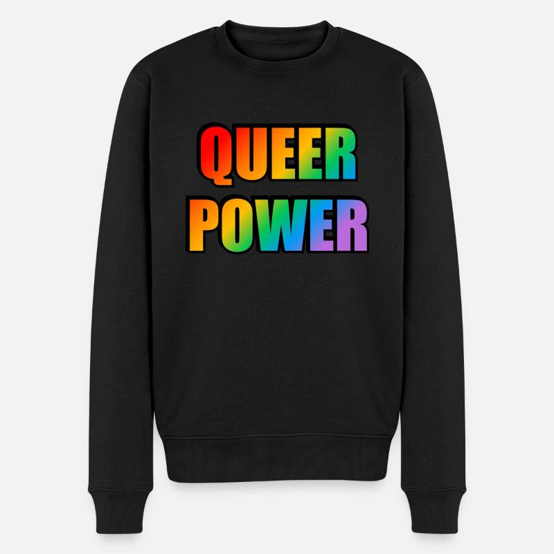 Queer Power Regenbogen Text - Männer Premium Bio Pullover - Schwarz