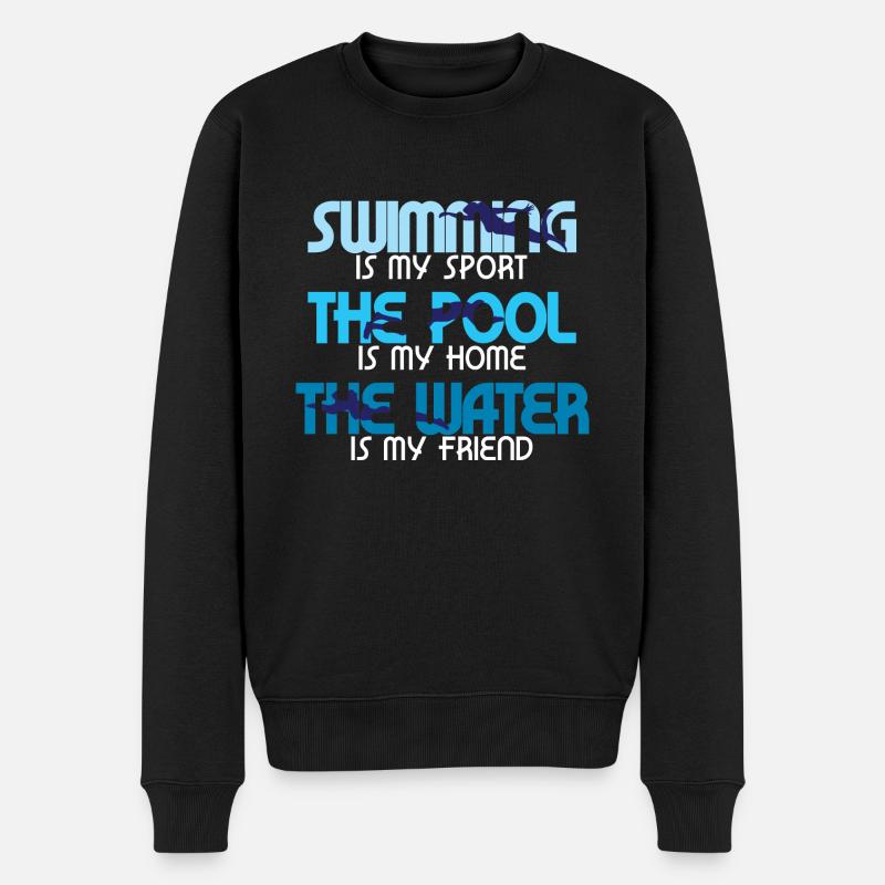 Schwimmen Spruch Leidenschaft Freund - Männer Premium Bio Pullover - Schwarz