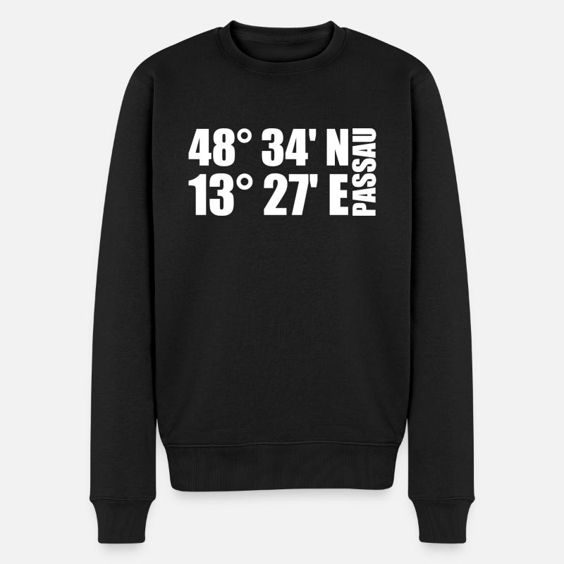 Passau Koordinaten - Männer Premium Bio Pullover - Schwarz