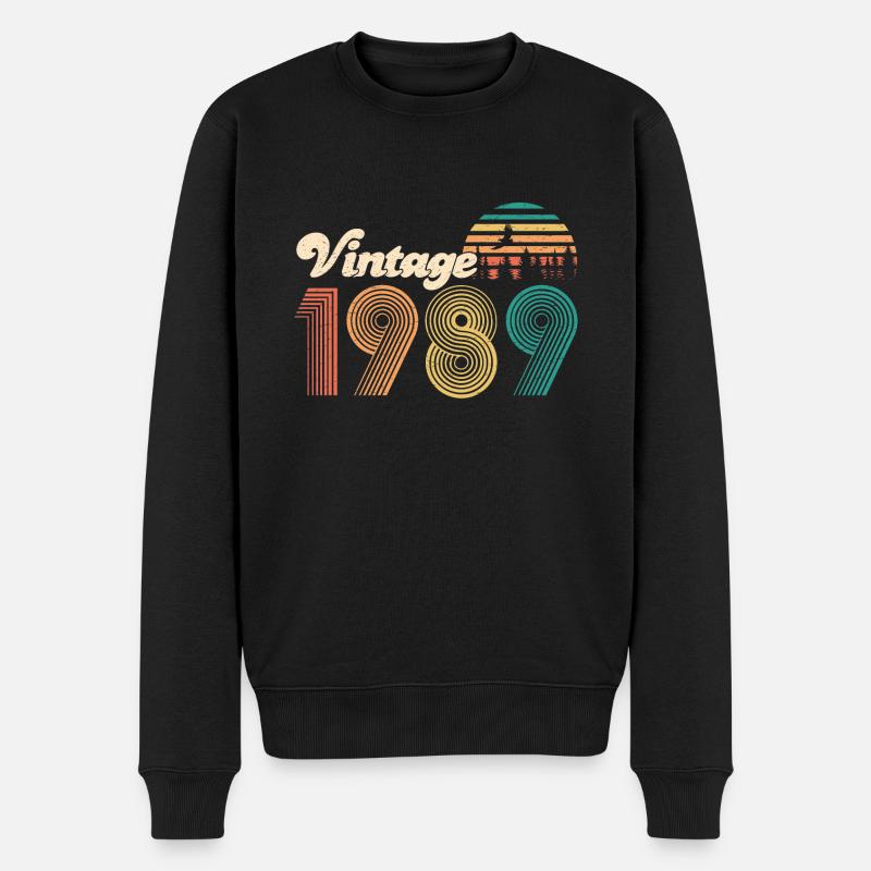 Vintage 1989 30. Geburtstag Geschenk Bday '89 - Männer Premium Bio Pullover - Schwarz