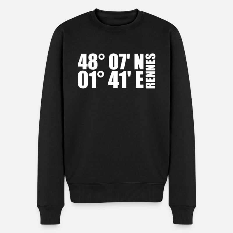 Coordonnées de Rennes - Pull Premium bio Homme - noir