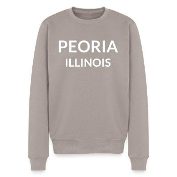 Peoria Illinois USA - Men's Premium Organic Jumper - taupe - Front - Nico (187cm)