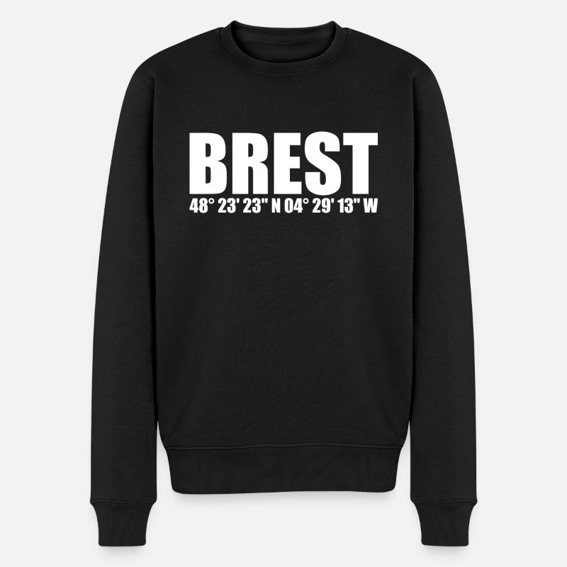 Coordonnées de Brest - Pull Premium bio Homme - noir