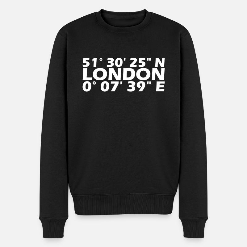 Coordonnées de Londres - Pull Premium bio Homme - noir