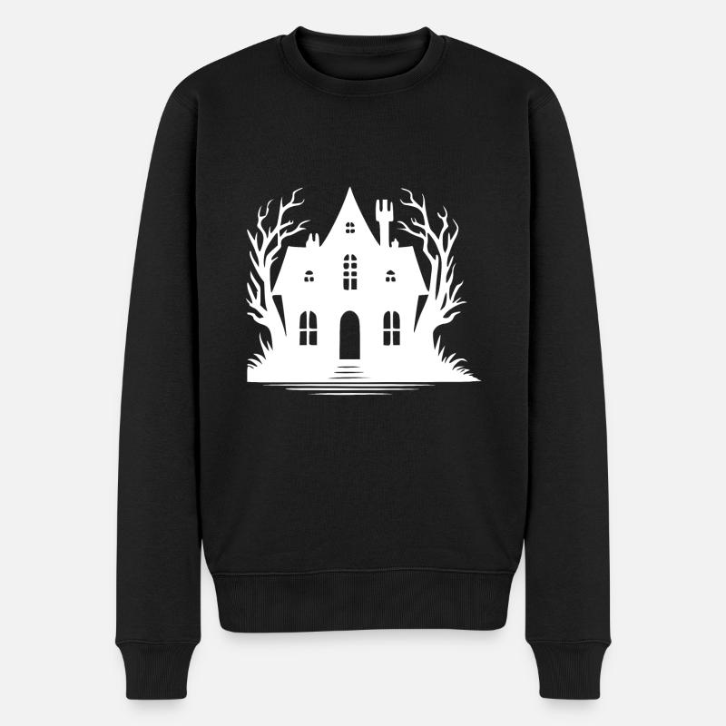 Étrange maison hantée d’Halloween - Pull Premium bio Homme - noir