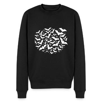 Riesiger fliegender Schwarm von Fledermäusen - Männer Premium Bio Pullover - Schwarz - Vorne - Nico (187cm)
