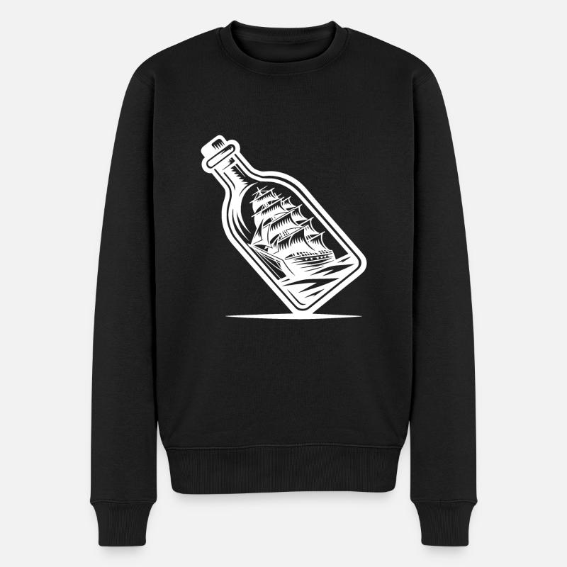 Klassische Segelschiff in der Flasche Buddelschiff - Männer Premium Bio Pullover - Schwarz