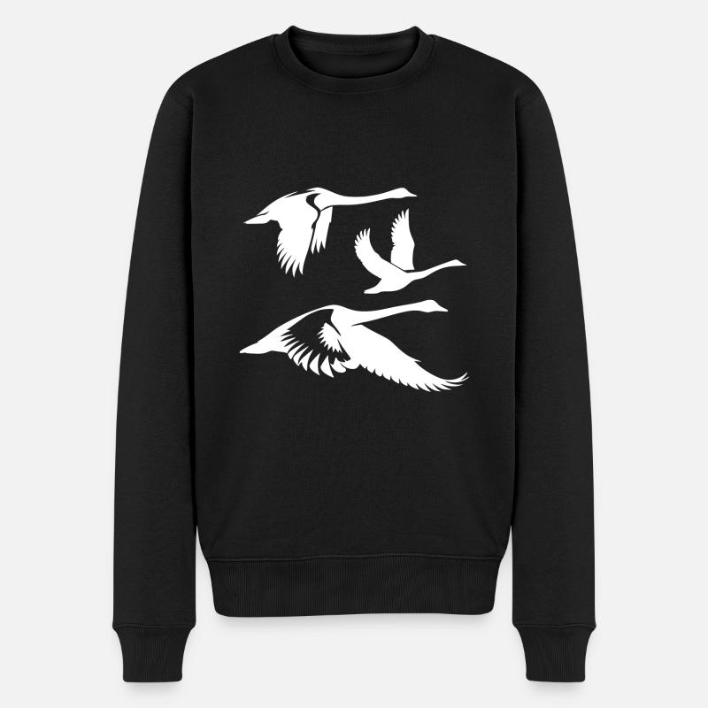 Fliegende Singschwäne Gruppe - Männer Premium Bio Pullover - Schwarz