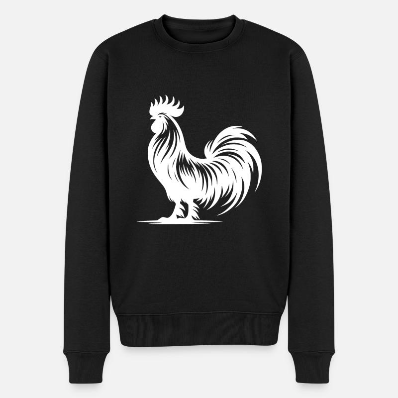 Stolzer Gockel Rassehahn mit großem Kamm - Männer Premium Bio Pullover - Schwarz