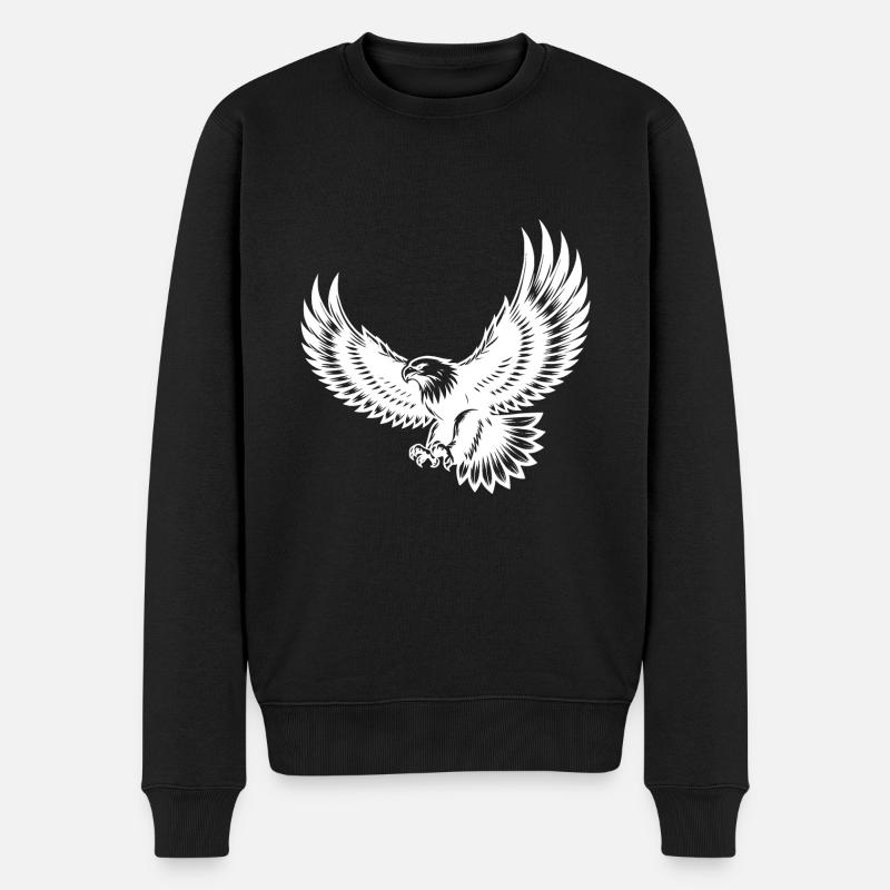 Aigle expressif aux ailes déployées - Pull Premium bio Homme - noir