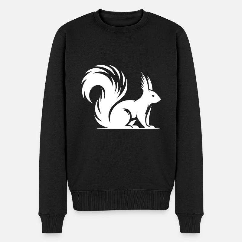 Wildes putziges Eichhörnchen Kinder Zeichnung - Männer Premium Bio Pullover - Schwarz