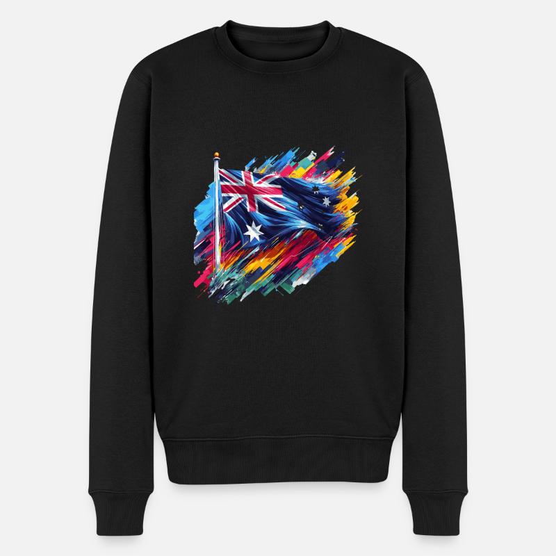 Australische Flagge in Farben - Männer Premium Bio Pullover - Schwarz