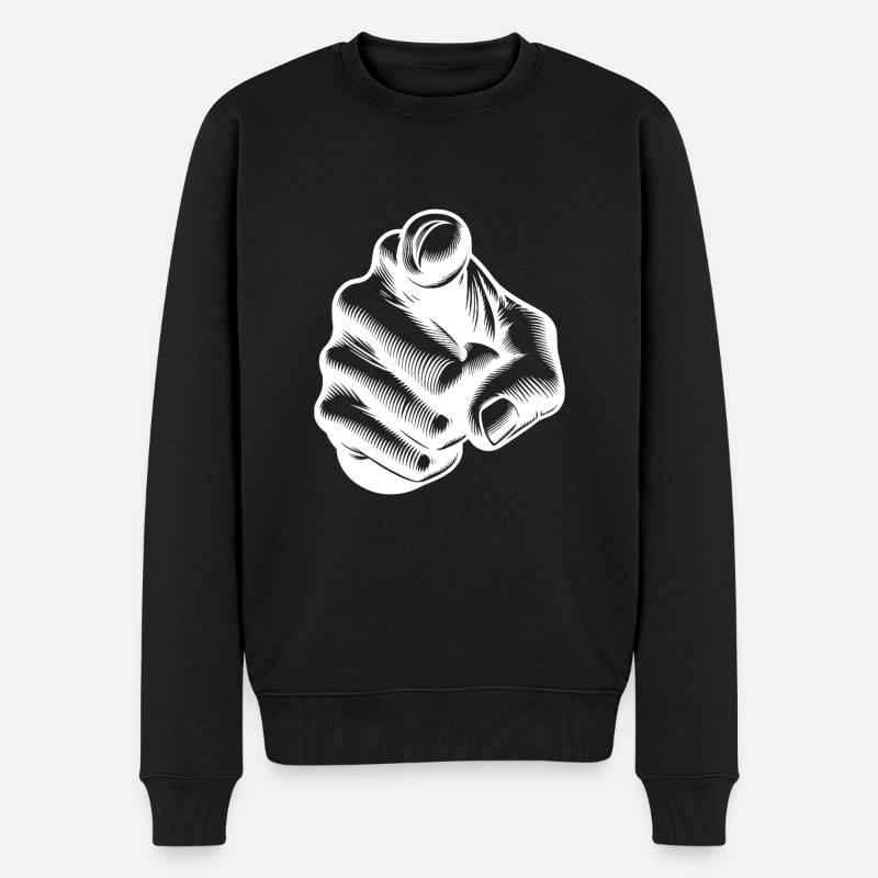 Klassischer ikonischer Fingerzeig Handgeste - Männer Premium Bio Pullover - Schwarz