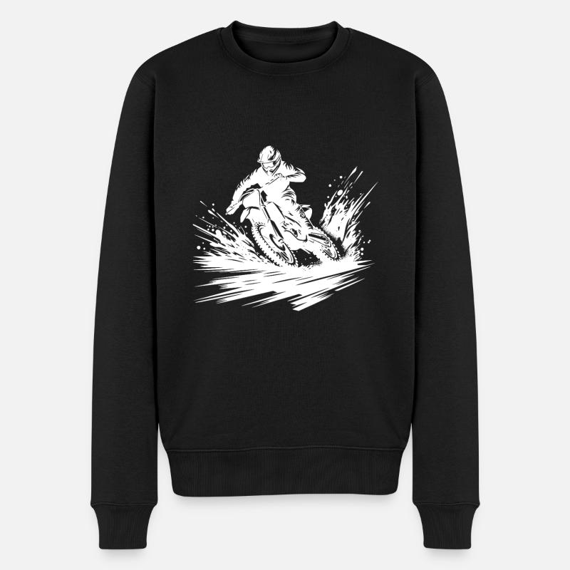 Extremsport Motorrad im spektakulären Drift - Männer Premium Bio Pullover - Schwarz
