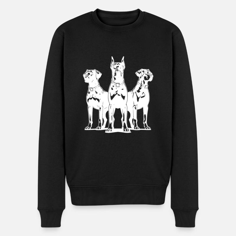 Trois élégants chiens de garde vigilants en poste - Pull Premium bio Homme - noir