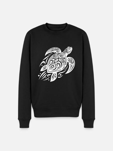 Powerful Pacific Turtle Meets Tribal - Men's Premium Organic Jumper - black