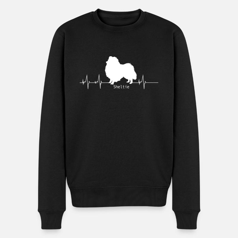 SHELTIE SHETLAND SHEEPDOG HUND HEARTBEAT GESCHENK - Männer Premium Bio Pullover - Schwarz
