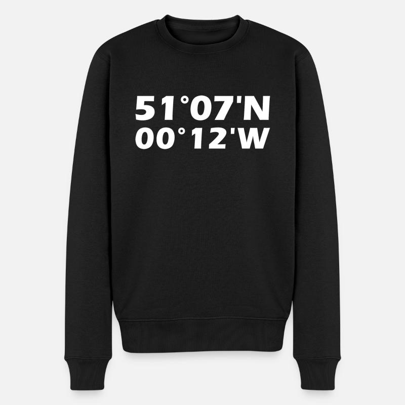 Crawley Koordinaten - Männer Premium Bio Pullover - Schwarz