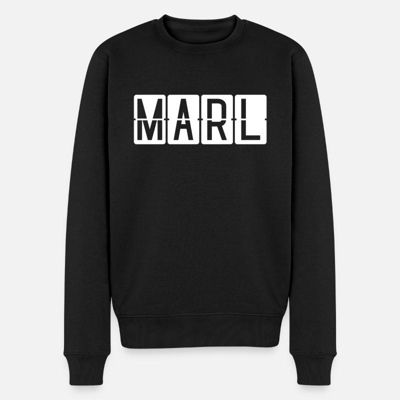 Marl Flughafentafel - Männer Premium Bio Pullover - Schwarz