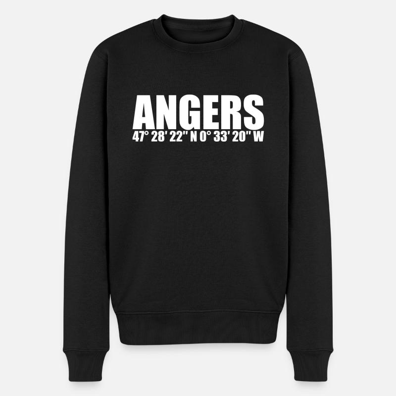 Angers Koordinaten - Männer Premium Bio Pullover - Schwarz
