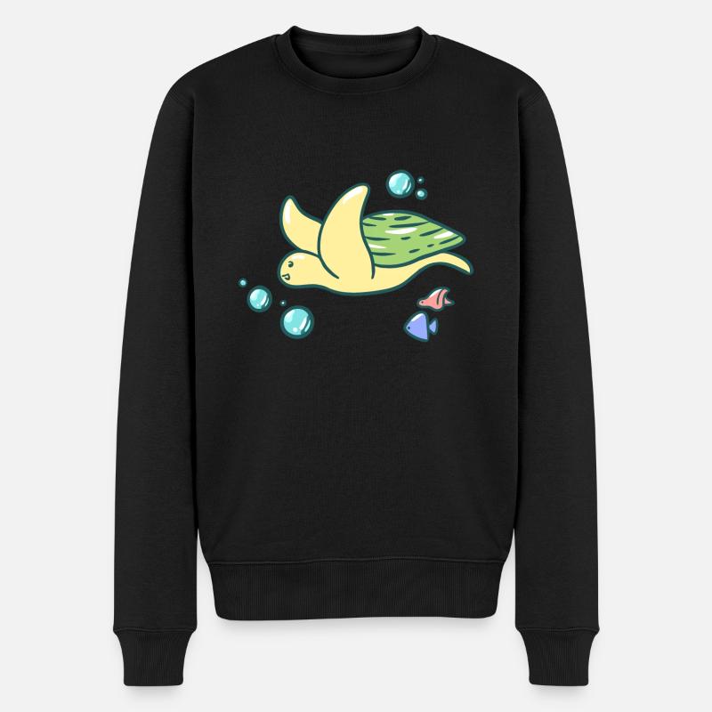 Tortue mignonne - Pull Premium bio Homme - noir