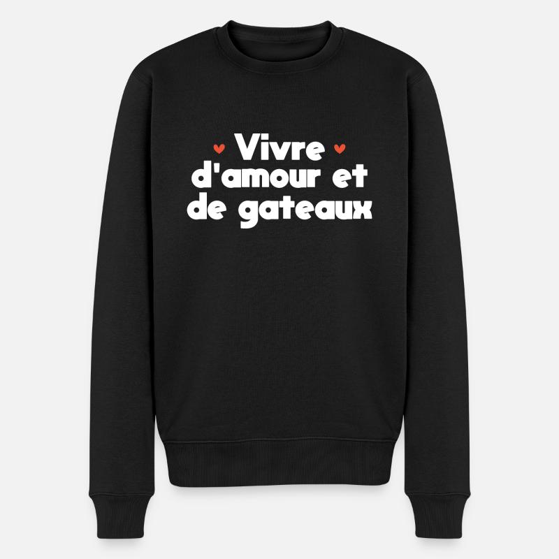 Vivre d'amour et de gateaux - Pull Premium bio Homme - noir
