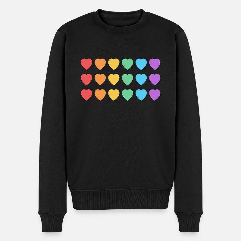 Regenbogenherzen LGBT Pride - Männer Premium Bio Pullover - Schwarz