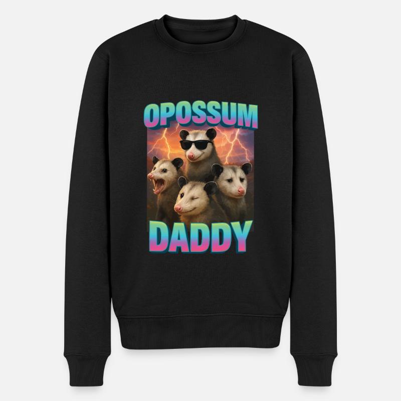 Opossum-Papa - Männer Premium Bio Pullover - Schwarz
