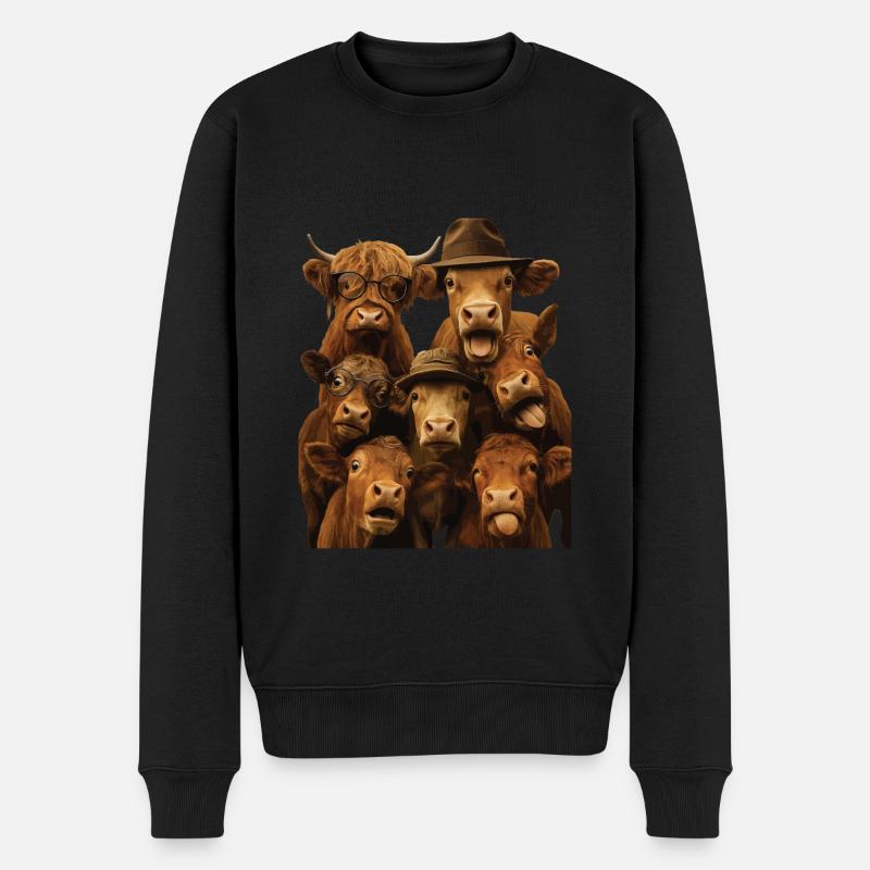 Kuh - Männer Premium Bio Pullover - Schwarz