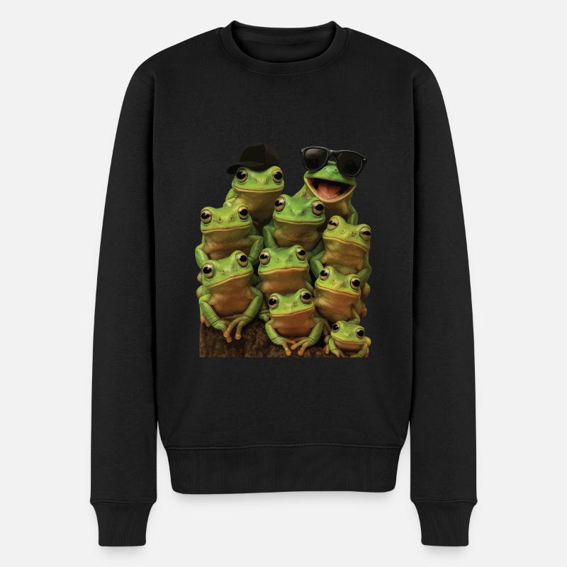Frosch - Männer Premium Bio Pullover - Schwarz