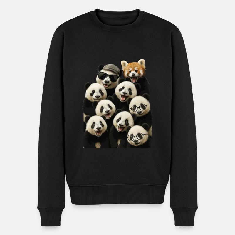 Panda - Männer Premium Bio Pullover - Schwarz