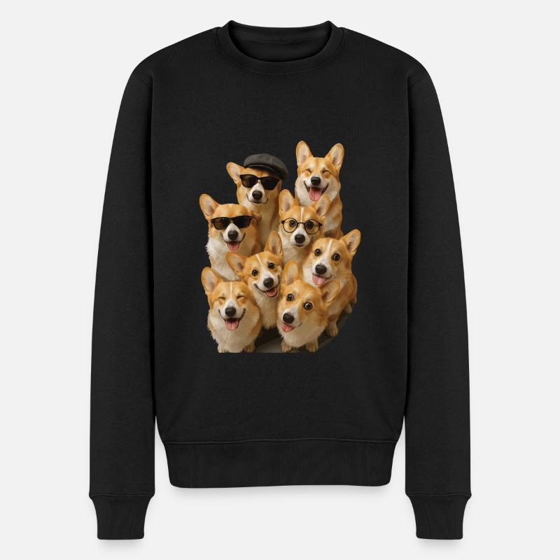Corgi - Männer Premium Bio Pullover - Schwarz