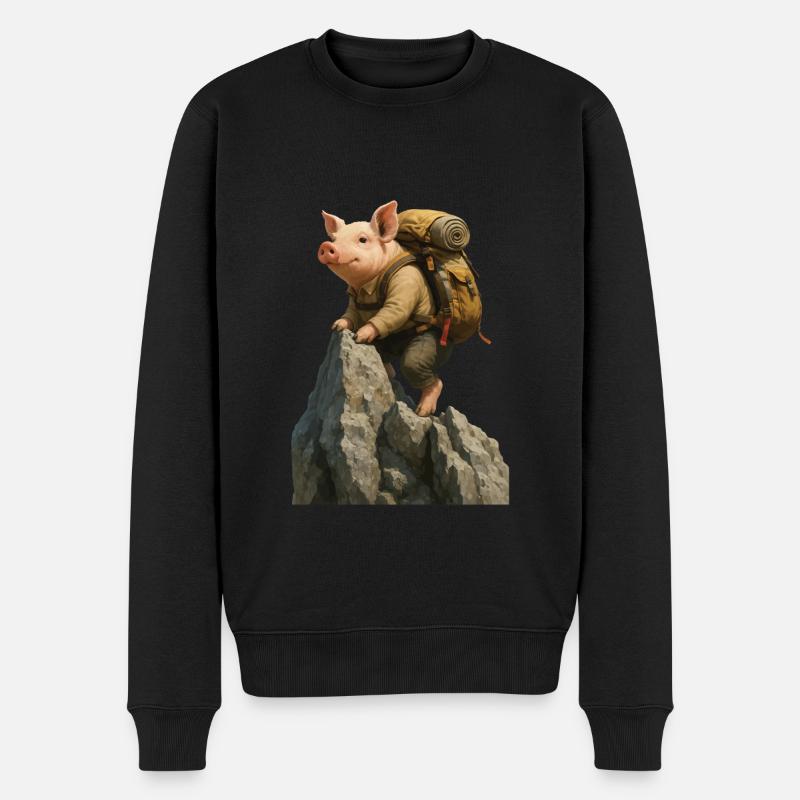 Randonnée avec cochon - Pull Premium bio Homme - noir