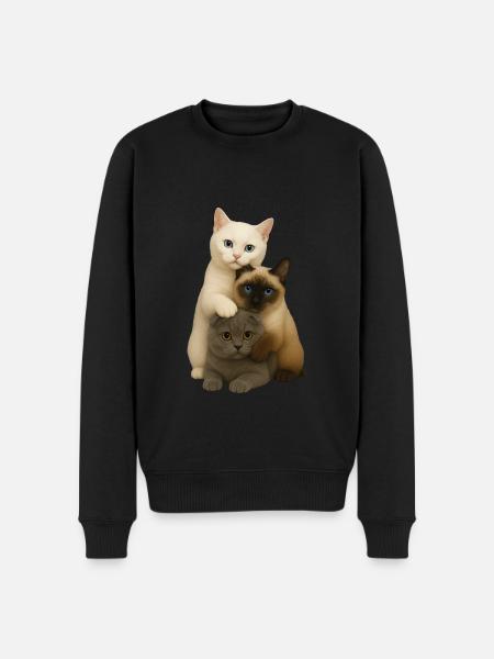 British Shorthair Siamese Fold - Men's Premium Organic Jumper - black