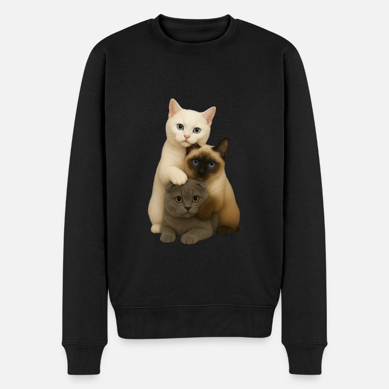 British Shorthair Siamois Fold - Pull Premium bio Homme - noir