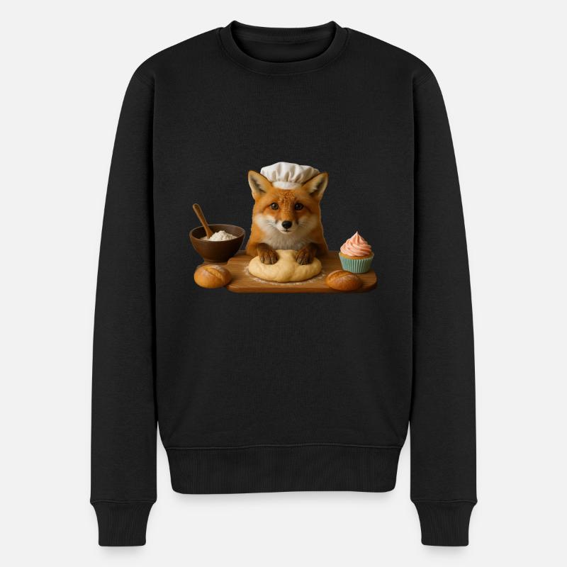 Fox Baking Cake Bread - Men's Premium Organic Jumper - black