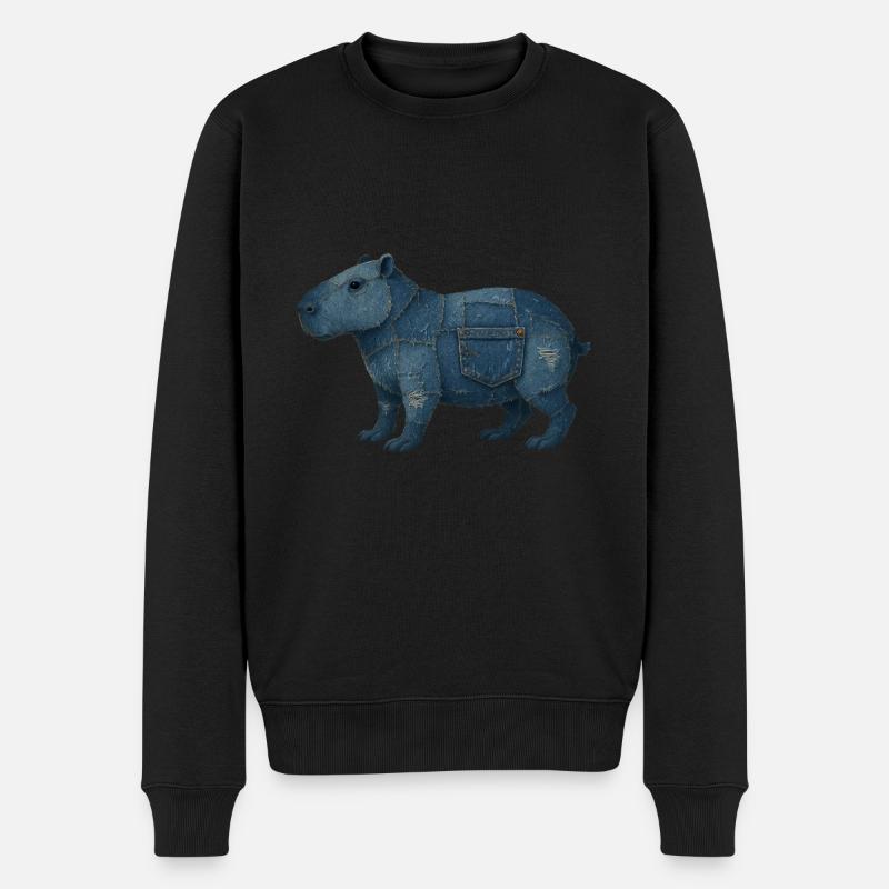 Capybara Denim - Männer Premium Bio Pullover - Schwarz