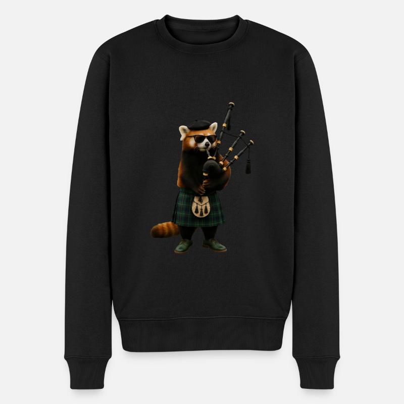Roter Panda Dudelsack - Männer Premium Bio Pullover - Schwarz