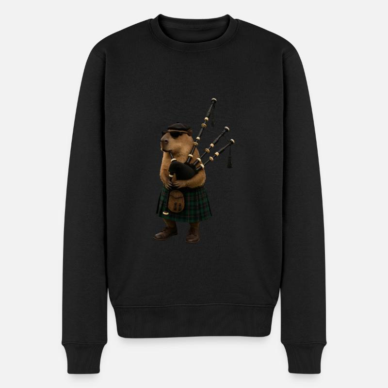 Capybara Dudelsack - Männer Premium Bio Pullover - Schwarz