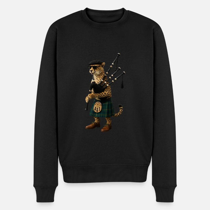 Gepard Dudelsack - Männer Premium Bio Pullover - Schwarz