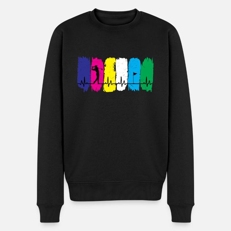 Golf-Herzschlag - Männer Premium Bio Pullover - Schwarz