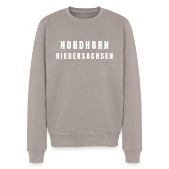 Nordhorn Niedersachsen - Männer Premium Bio Pullover - Taupe - Vorne - Nico (187cm)